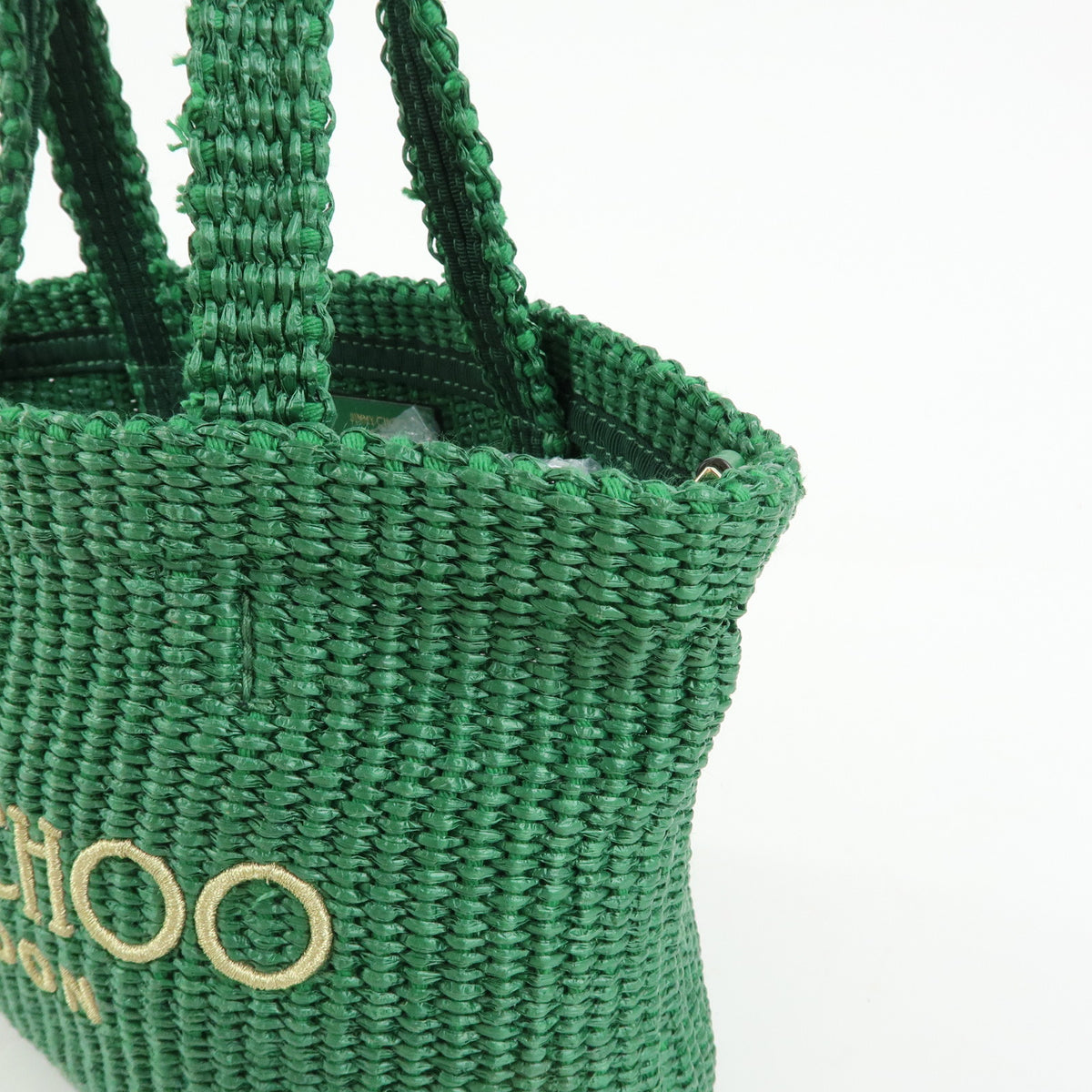 Jimmy Choo Beach Tote East West Raffia 2way Bag Hand Shoulder Bag Green