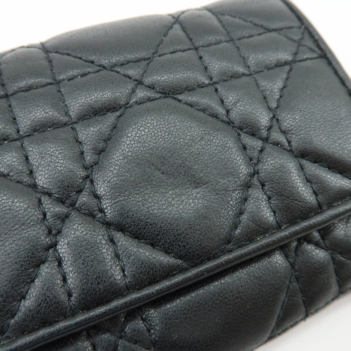 Christian Dior Lady Dior Cannage Bi-fold Compact Lotus Wallet Black