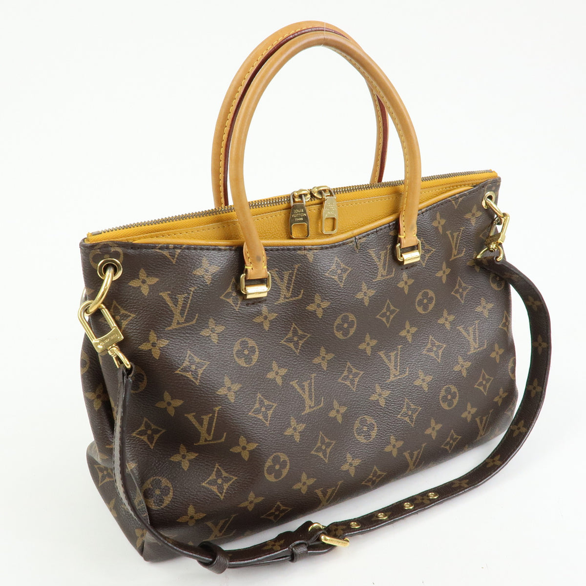 Louis Vuitton Monogram Pallas MM 2Way Bag Hand Bag Saffron M40929