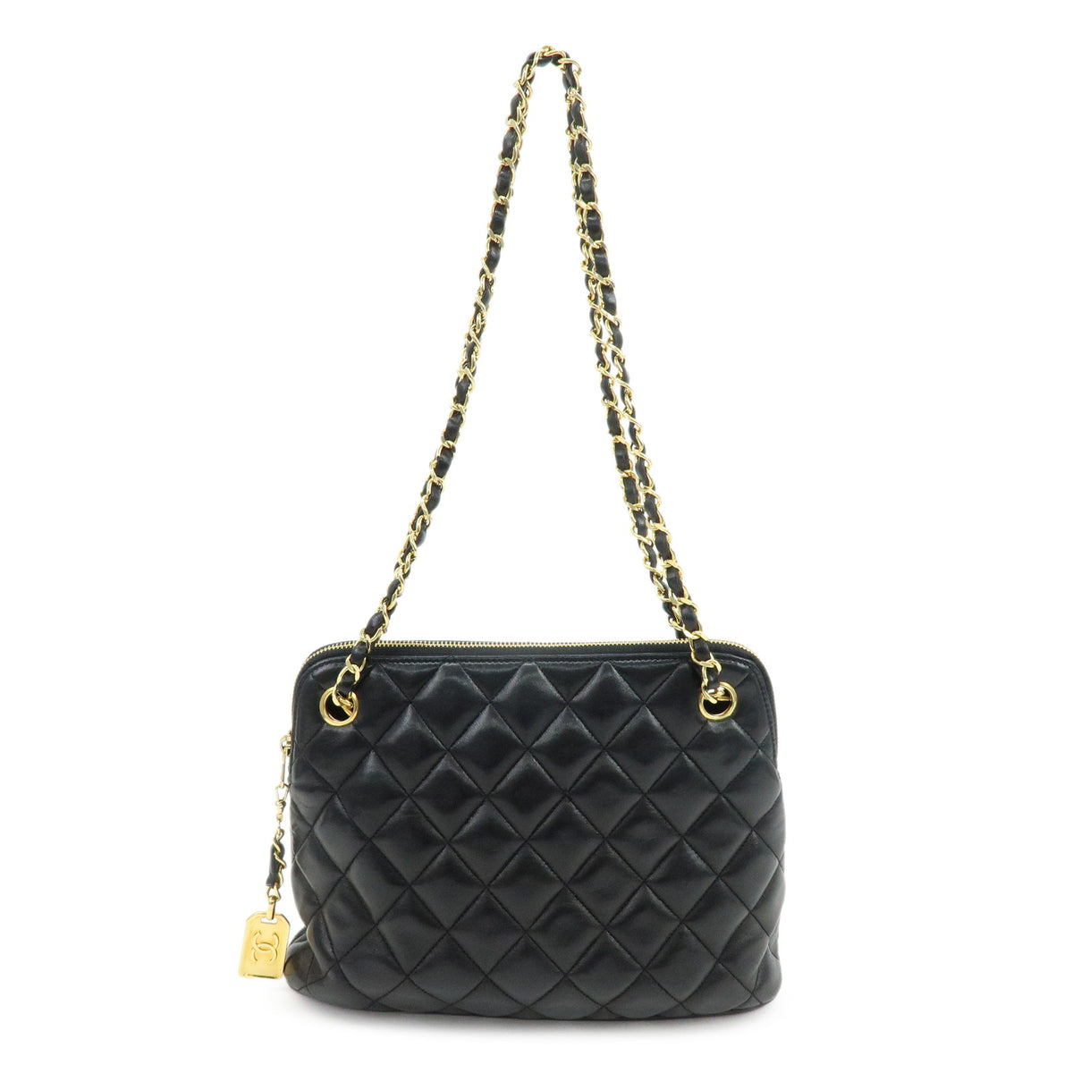 CHANEL Matelasse Lamb Skin Chain Shoulder Bag Hand Bag Black