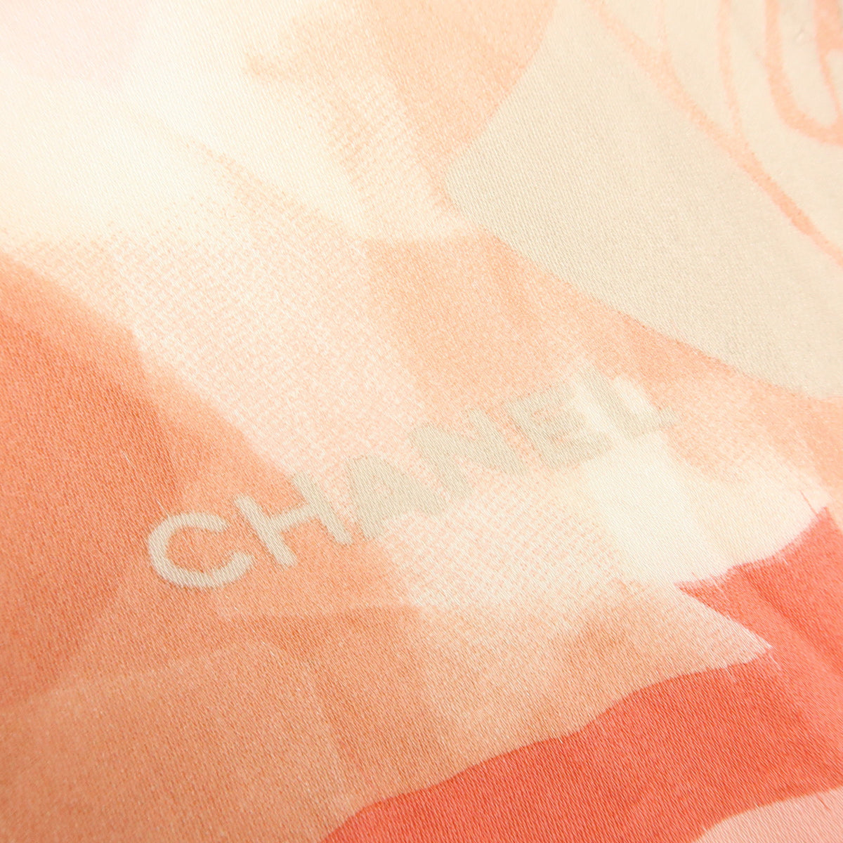 CHANEL COCO Mark Silk 100% Scarf Pink Orange White