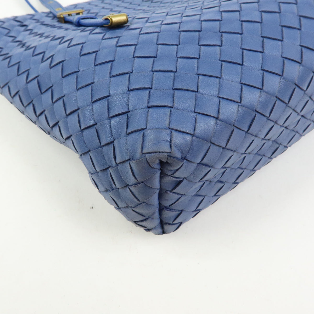 BOTTEGA VENETA Intrecciato Leather Tote Bag Hand Bag Blue V00A2