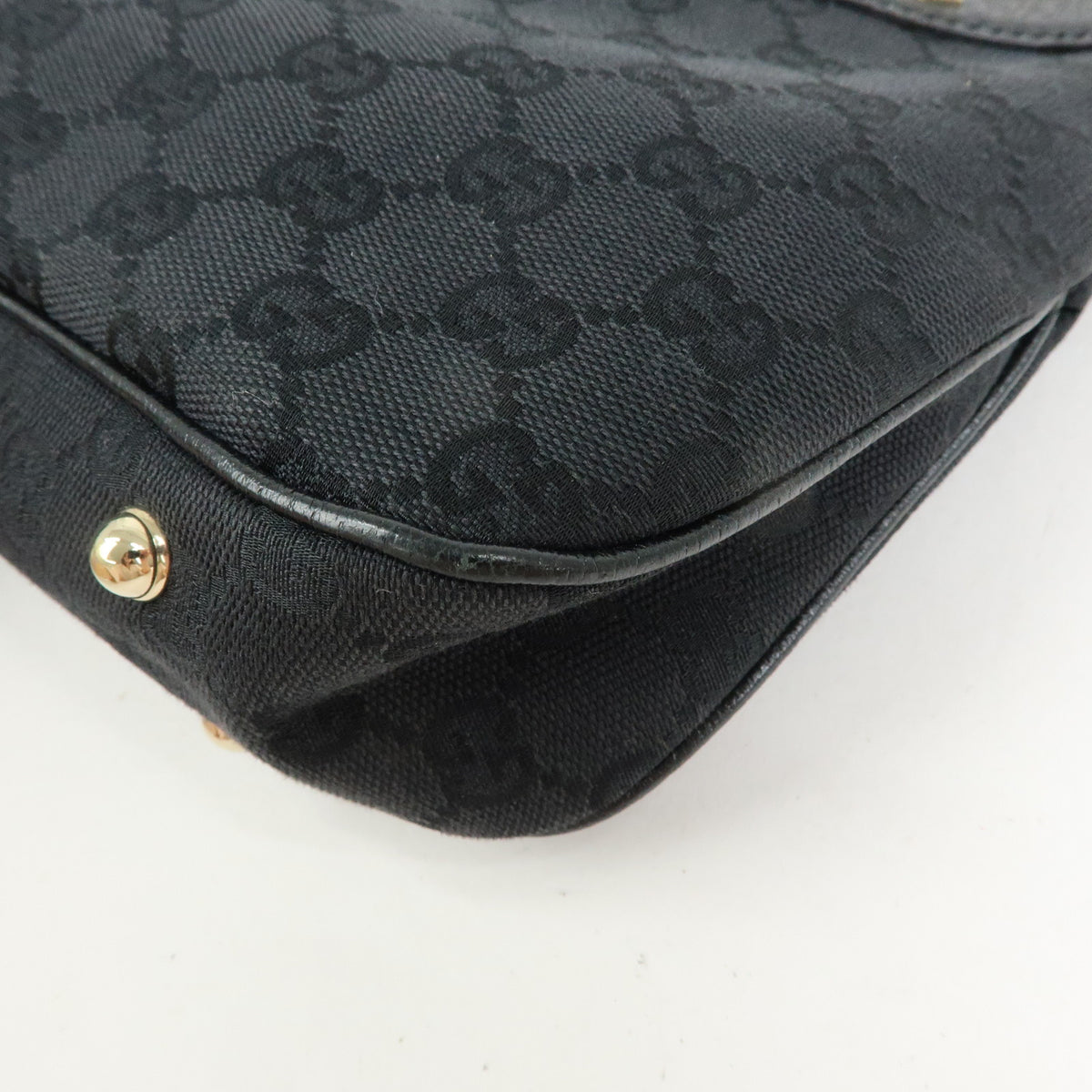 GUCCI Bamboo GG Canvas Leather Hand Bag Black 137378