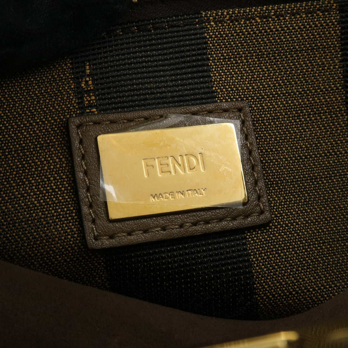 FENDI Peekaboo Pequin Leathe 2Way Hand Bag Shoulder Bag Brown 8BN290