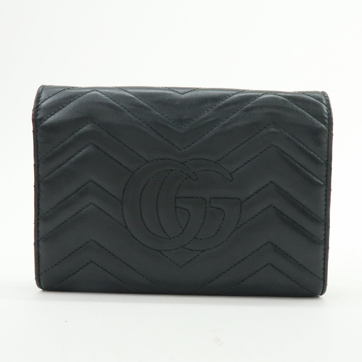 GUCCI GG Marmont Double G Leather Chain Shoulder Bag Black 474575