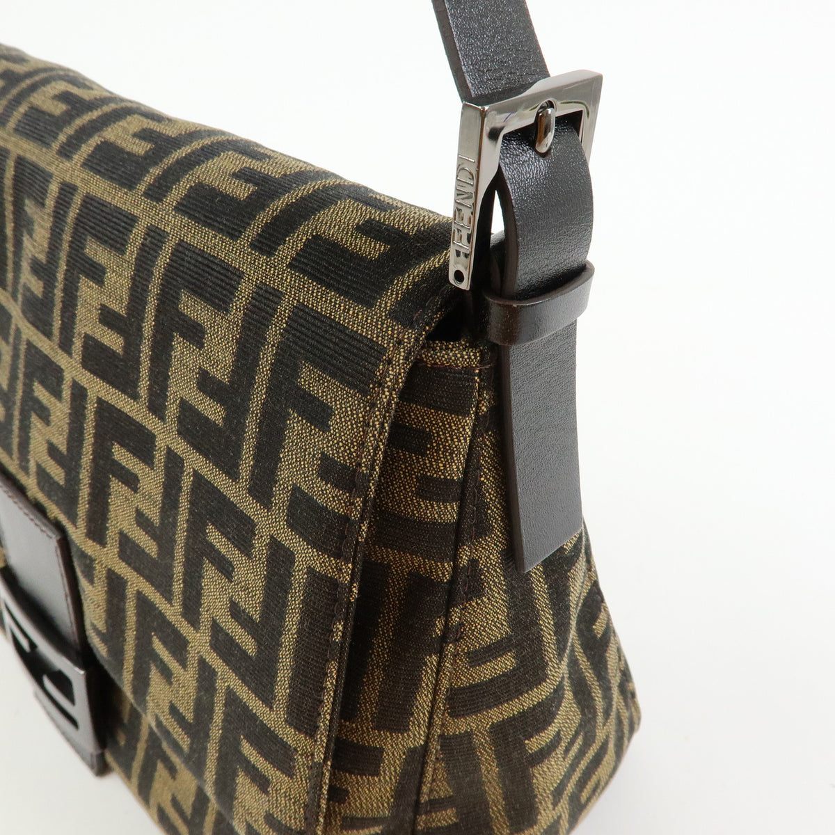 FENDI Zucca Mamma Baguette Jacquard Canvas Leather Shoulder Bag 8BR001