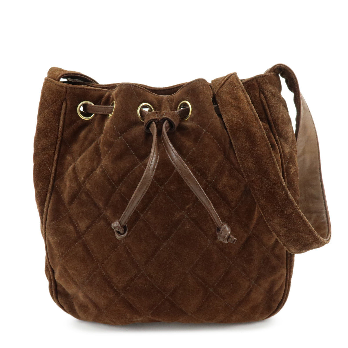 CHANEL Matelasse Suede Leather Shoulder Bag Crossbody Bag Brown