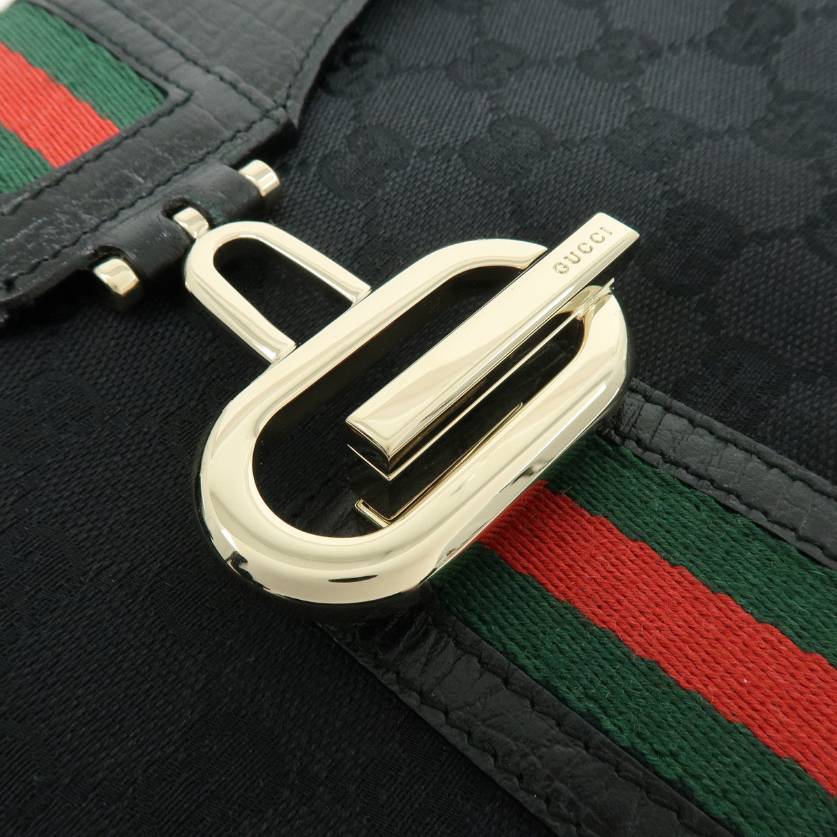 GUCCI Sherry GG Canvas Leather Shoulder Bag Hand Bag Black 130846