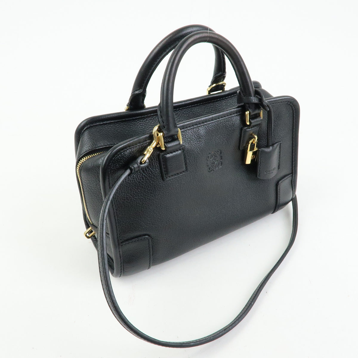 LOEWE Anagram Amazona 23 Leather Hand Bag Shoulder Bag Black