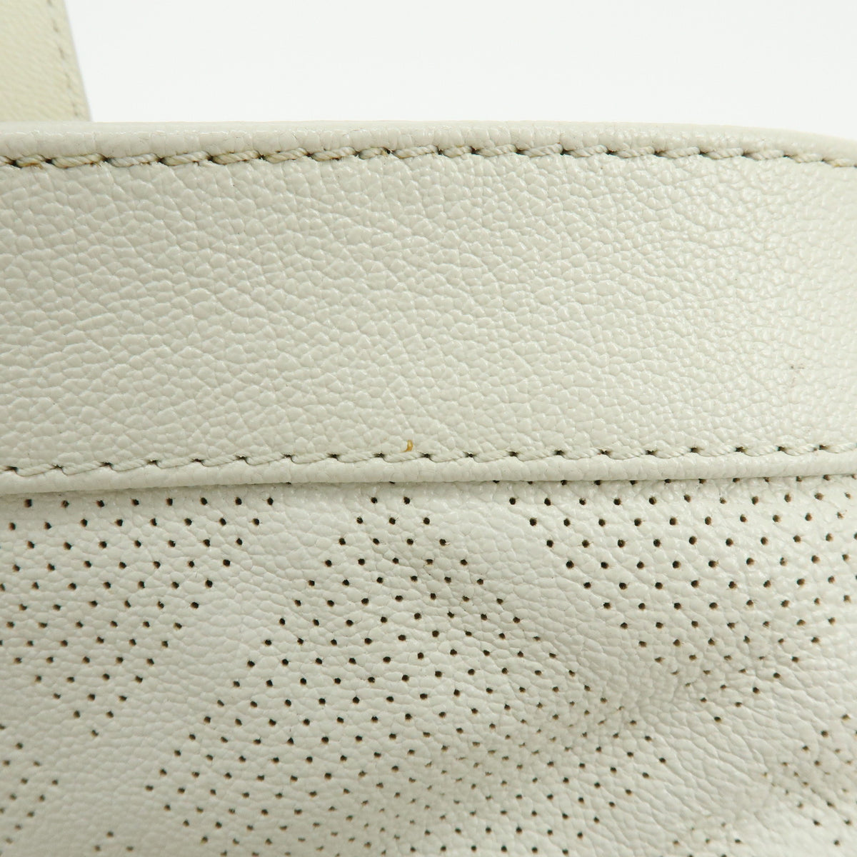 CHANEL COCO Mark Leather Perforated Shoulder Bag Hand Bag White