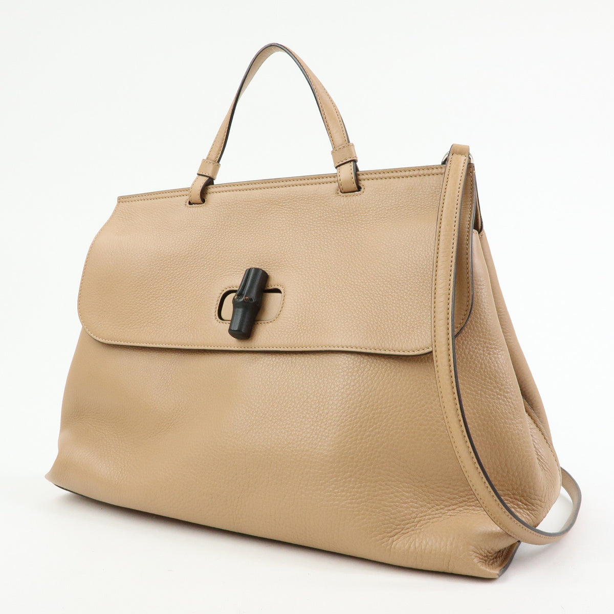 GUCCI Bamboo Daily Leather 2Way Bag Hand Bag Shoulder Bag Pink Beige