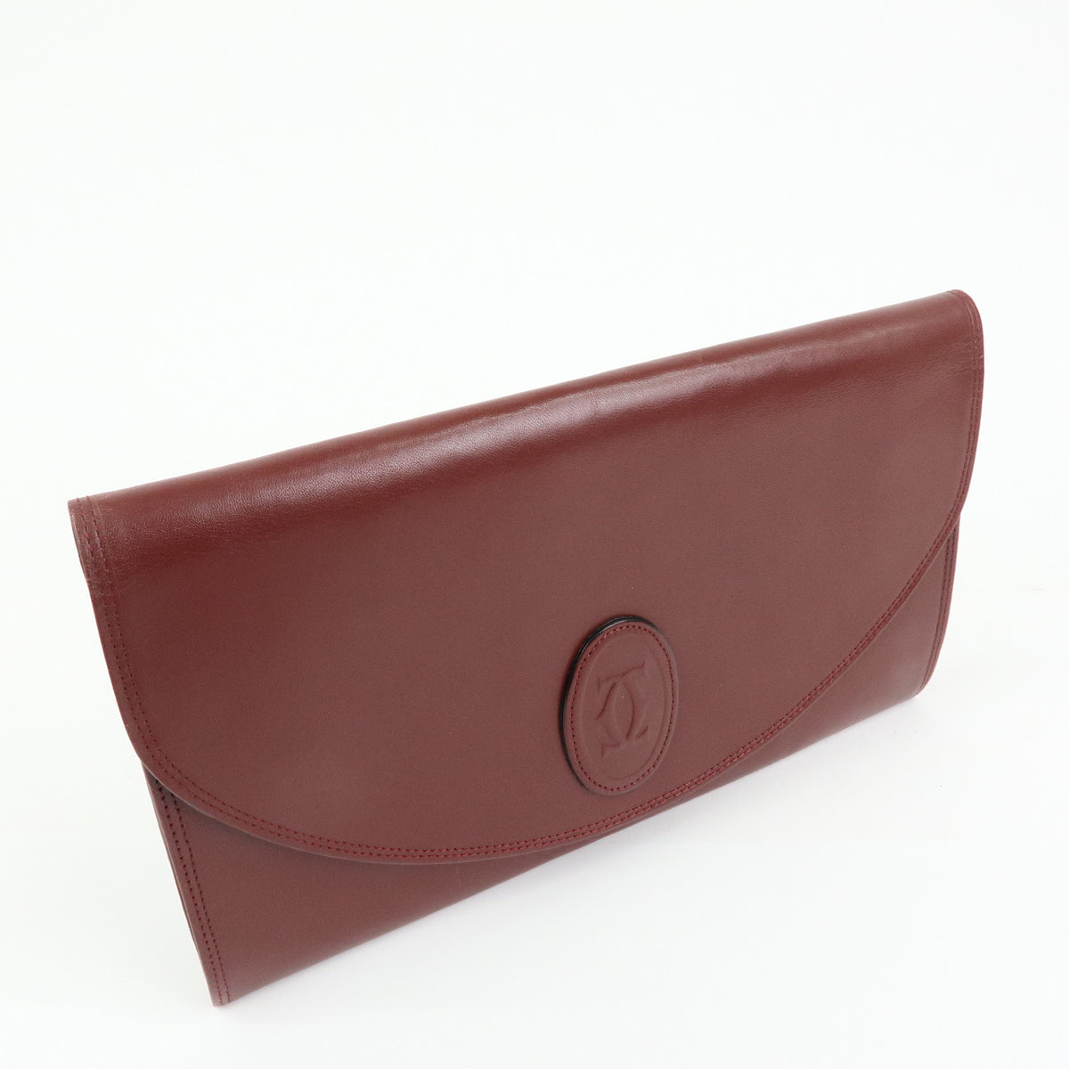 Cartier Must de Cartier Leather Clutch Bag Flat Pouch Bordeaux Wine Red