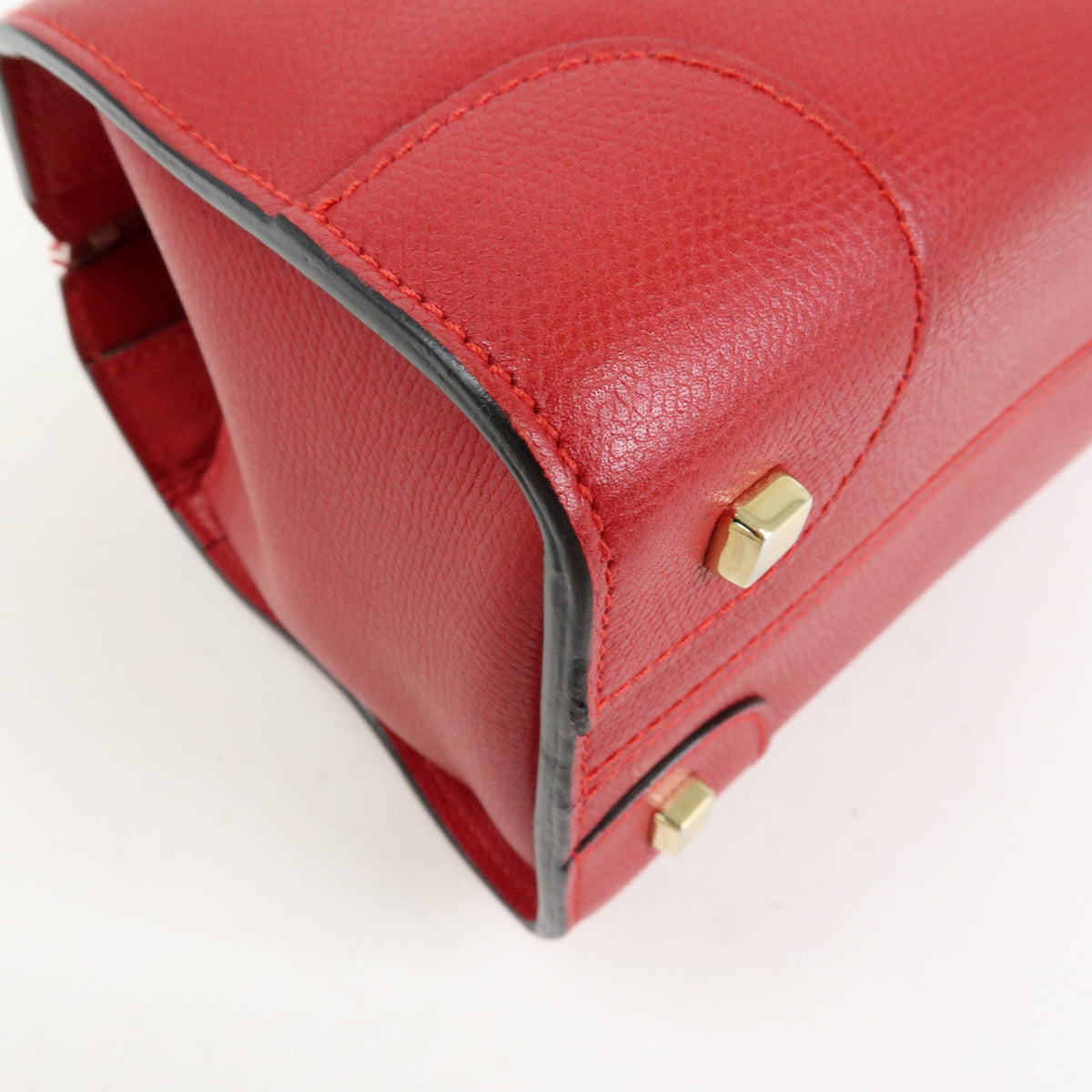 Valextra Babila Leahter Mini Boston Bag Hand Bag Red