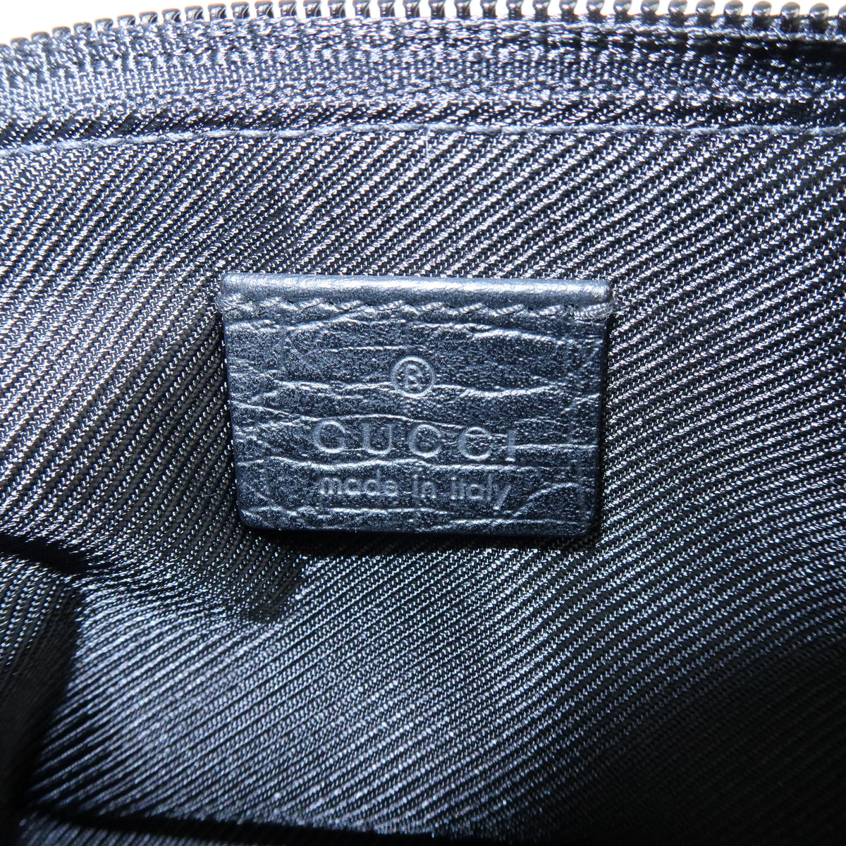 GUCCI Boat Bag Sherry GG Canvas Leather Hand Bag Pouch Black 141809