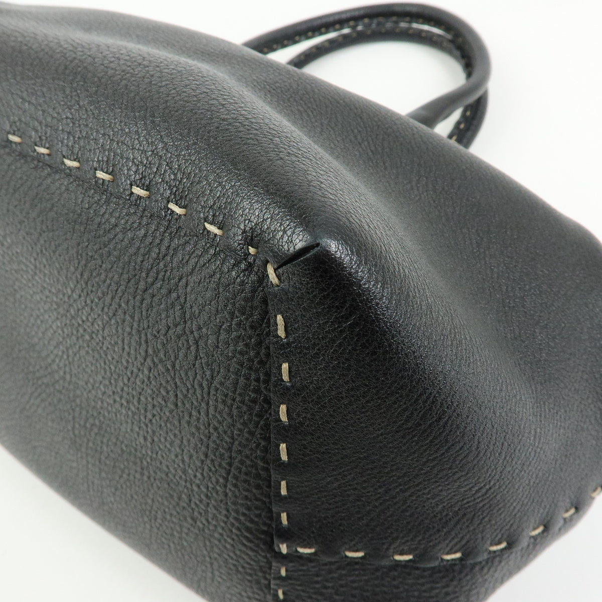 FENDI Selleria Leather Doctor's Bag Hand Bag Black 8BN076