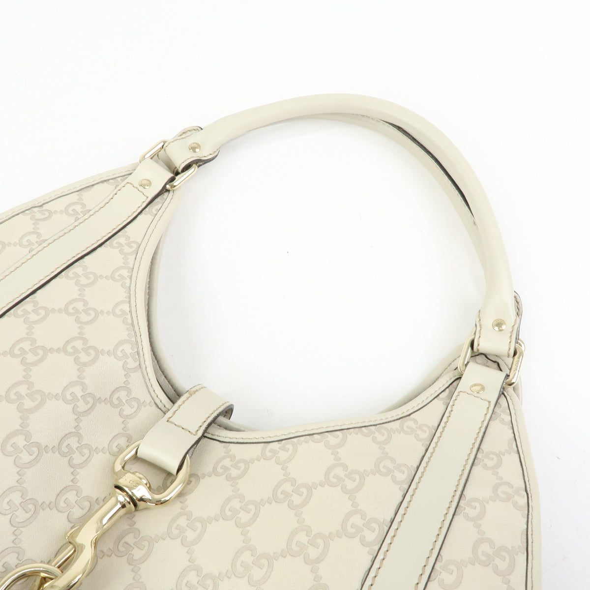 GUCCI Jackie Guccissima Leather Shoulder Bag Hand Bag Ivory 203494