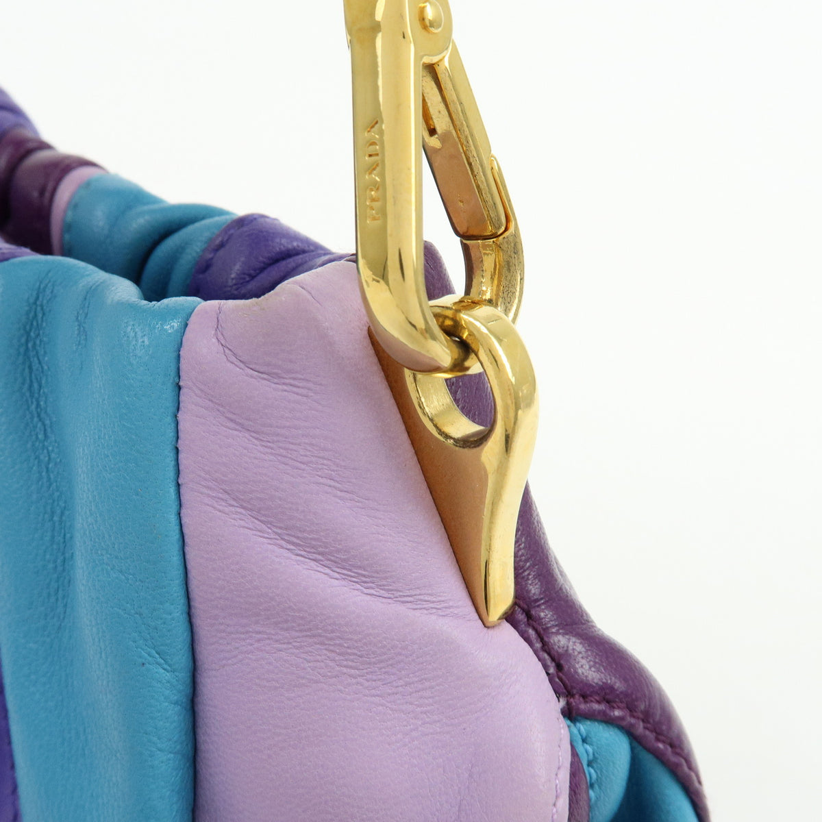 PRADA Logo Leather 2Way Shoulder Bag Hand Bag Purple Turquoise Blue