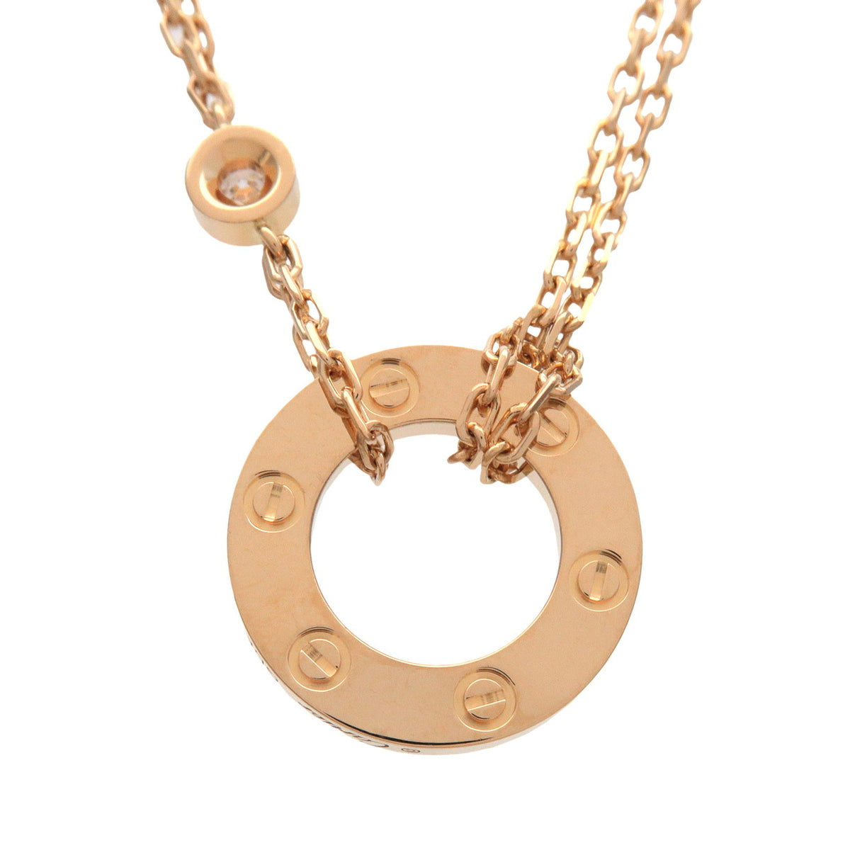 Cartier Love Circle 2P Diamond Necklace K18 750YG Yellow Gold