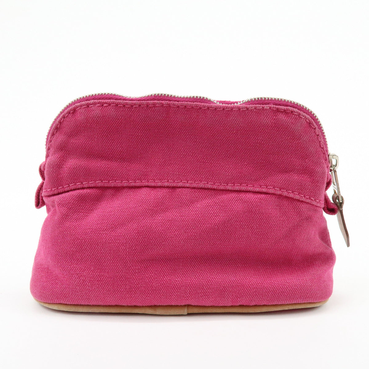 HERMES Bolide Pouch Mini Mini 16 Canvas Leather Cosmetic Pouch Pink