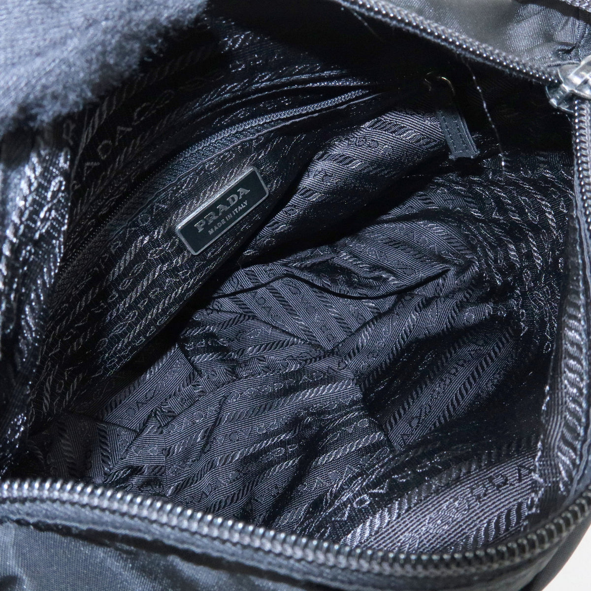 PRADA Triangle Logo Nylon Leather Shoulder Bag Crossbody Bag Black