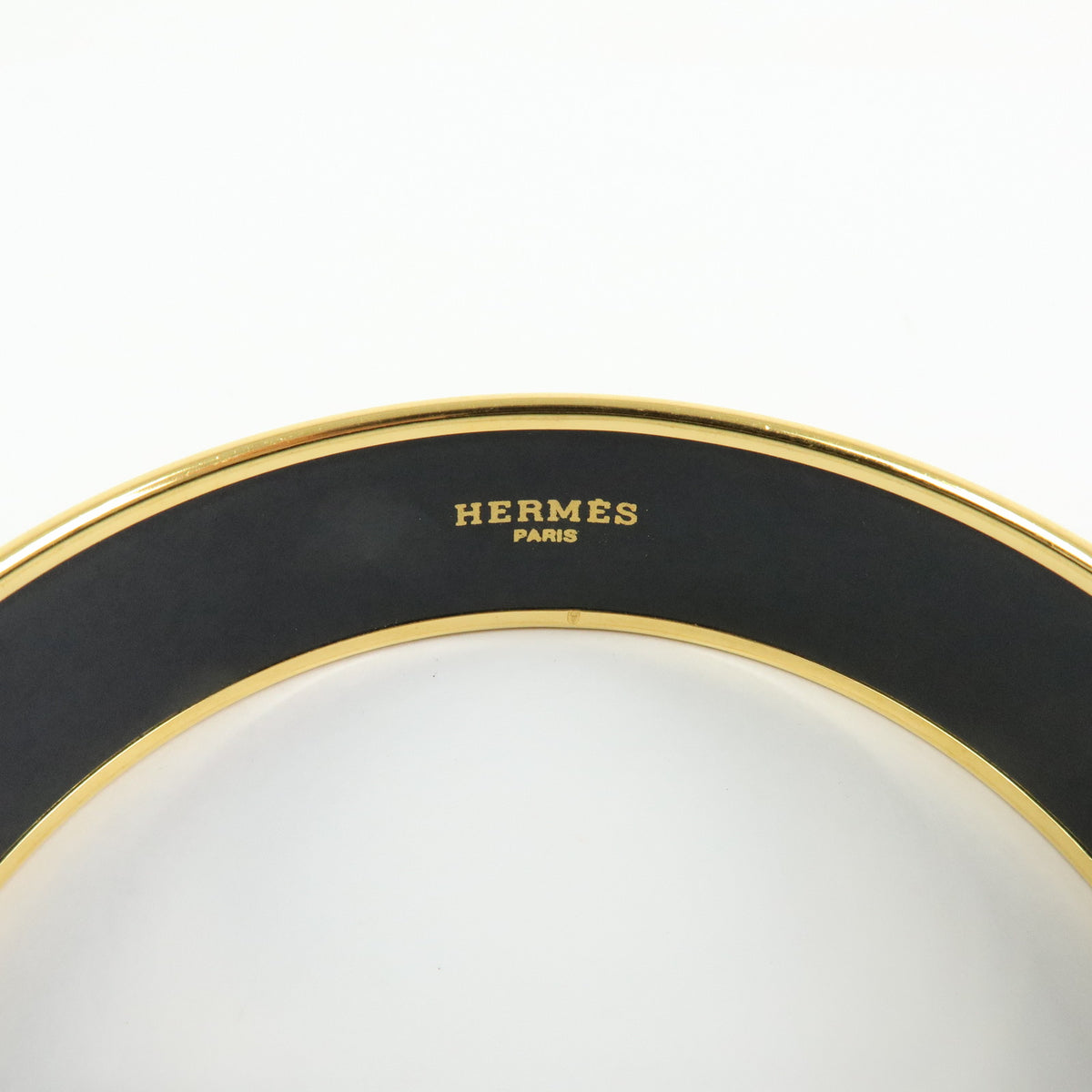 HERMES Email GM Gold Plated Bangle Bracelet Yellow