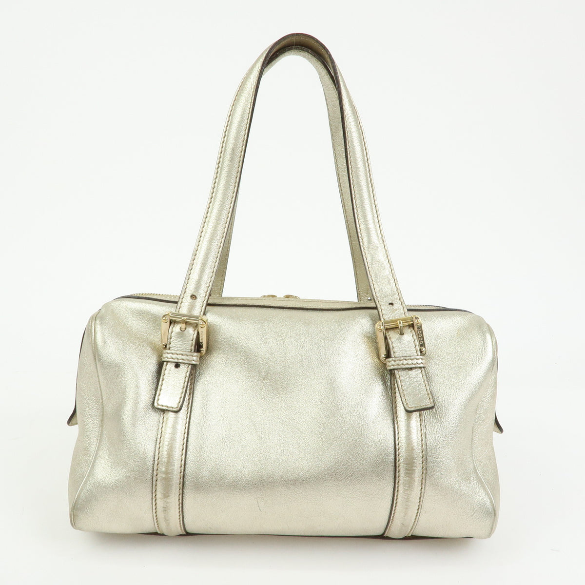 GUCCI Interlocking G Leather Mini Boston Bag Champagne Gold 170009