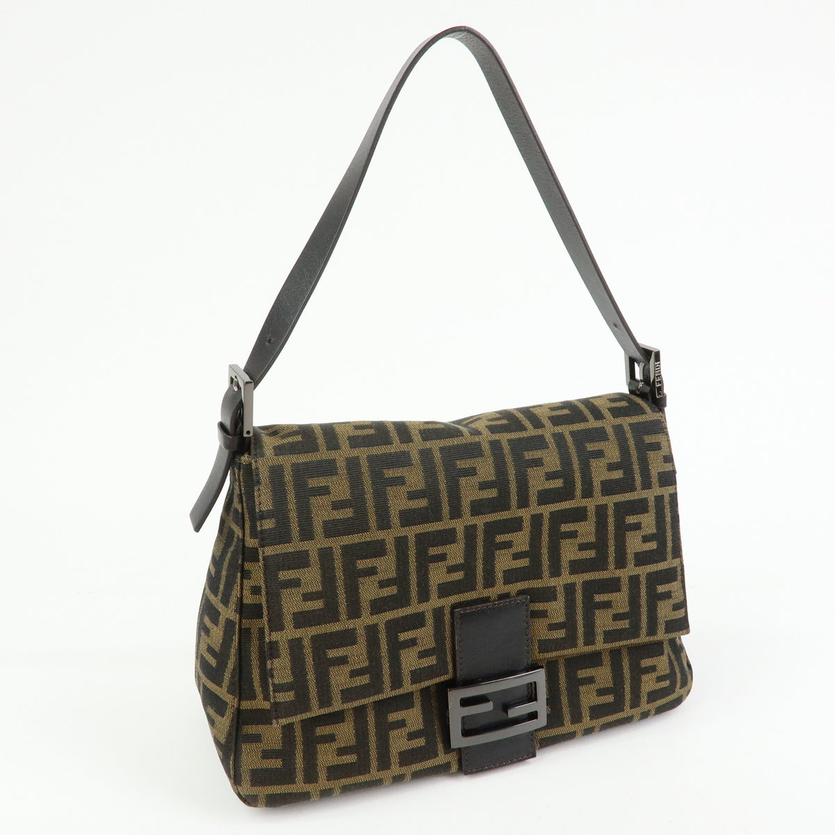 FENDI Zucca Mamma Baguette Jacquard Canvas Leather Shoulder Bag 8BR001