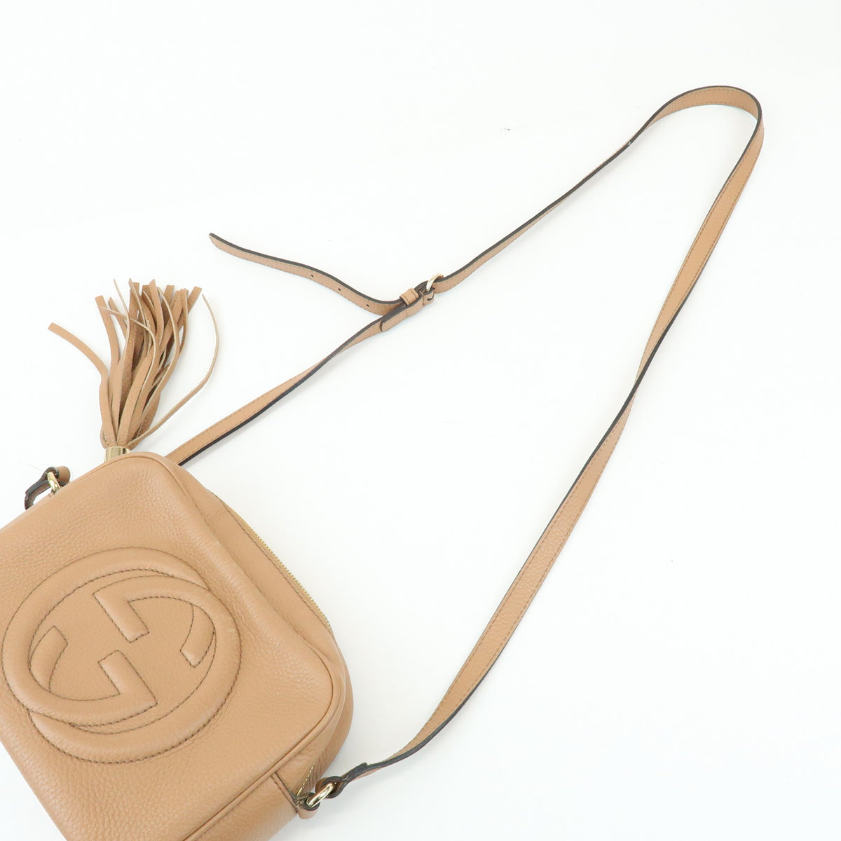GUCCI SOHO Interlocking G Leather Shoulder Bag Pink Beige 308364