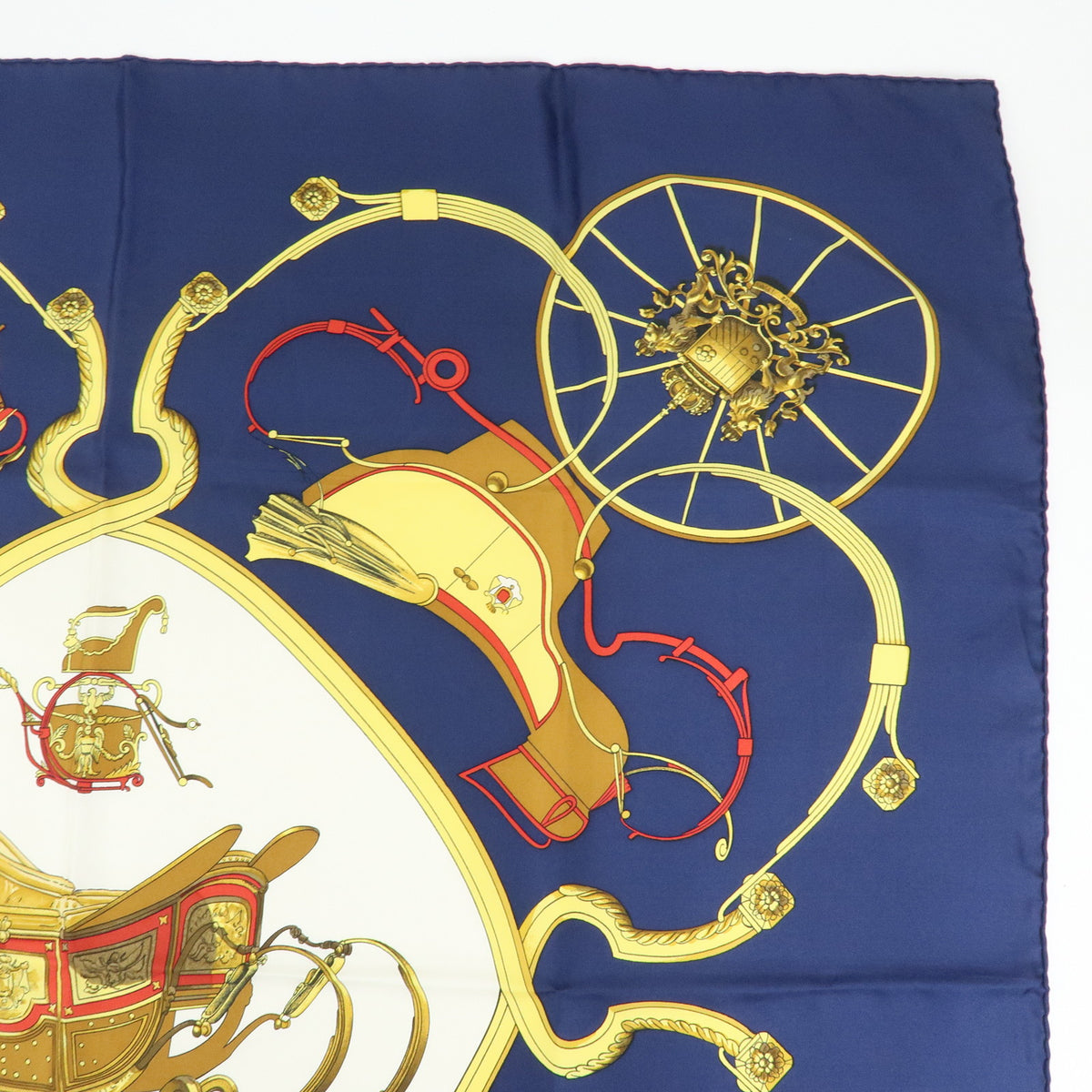 HERMES Carre 90 Silk 100% Scarf SPRINGS Navy Yellow