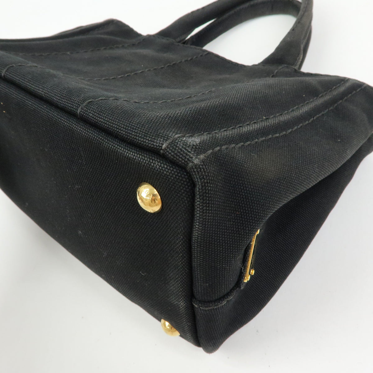 PRADA Triangle Logo Canapa Mini 2Way Bag Hand Shoulder Bag Black B2439G
