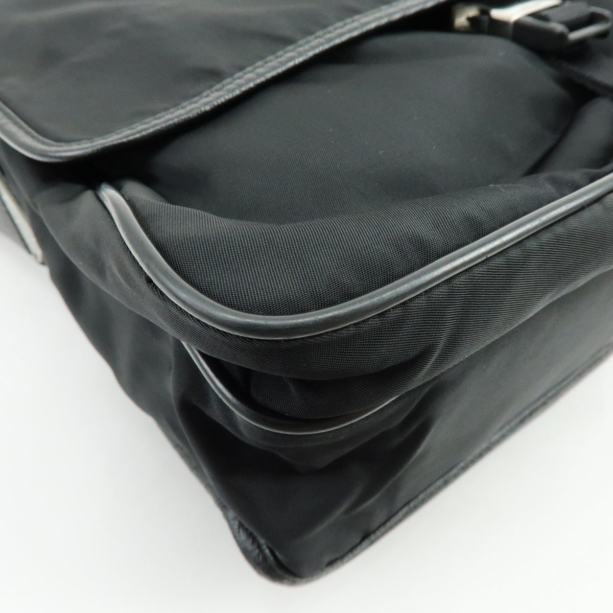 PRADA Triangle Logo Nylon Saffiano Leather Shoulder Bag Crossbody Bag