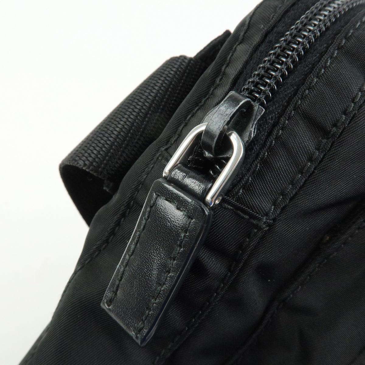 PRADA Triangle Logo Nylon Leather Waist Bag Body Bag Black BM0008