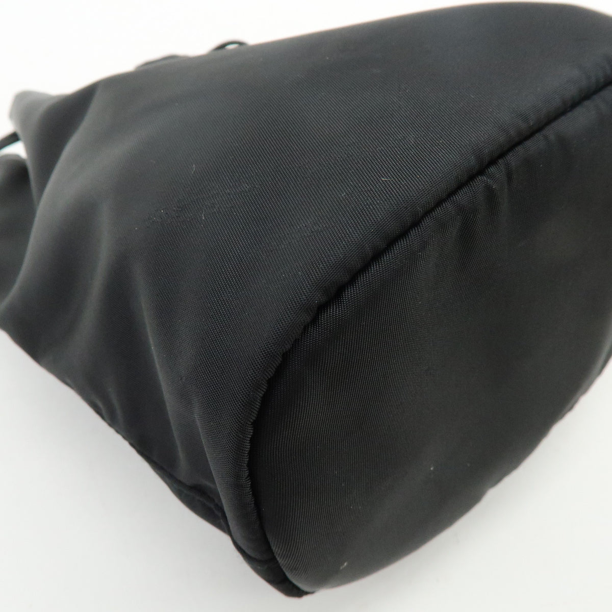 PRADA Triangle Logo Nylon Saffiano Leather Pouch Hand Bag Black 1NS369