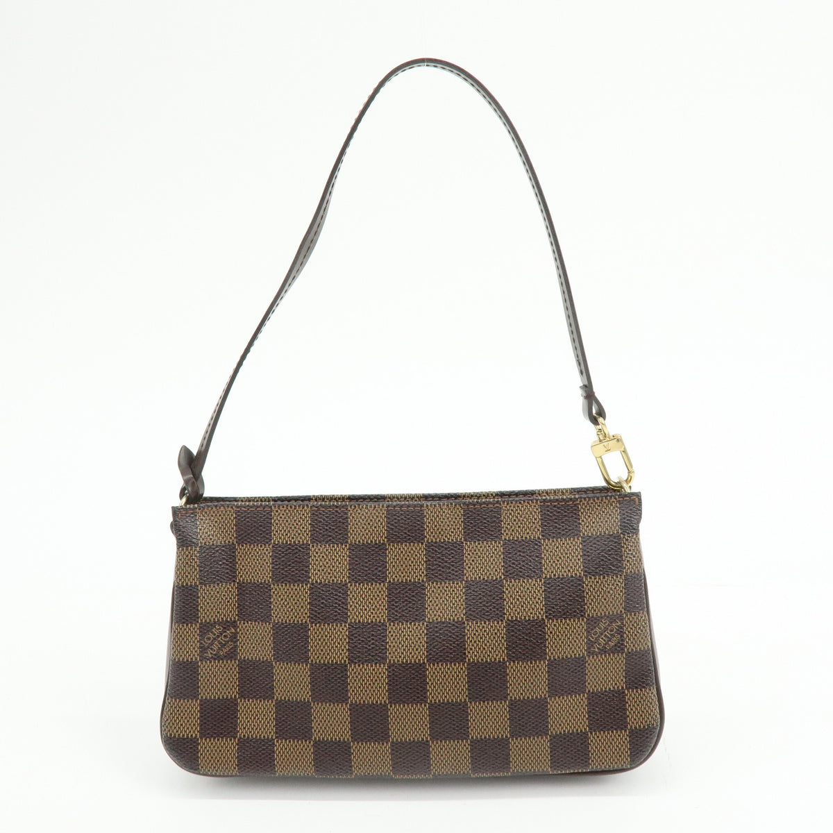 Louis Vuitton Damier Ebene Navona Leather Hand Bag Pouch Brown N51983