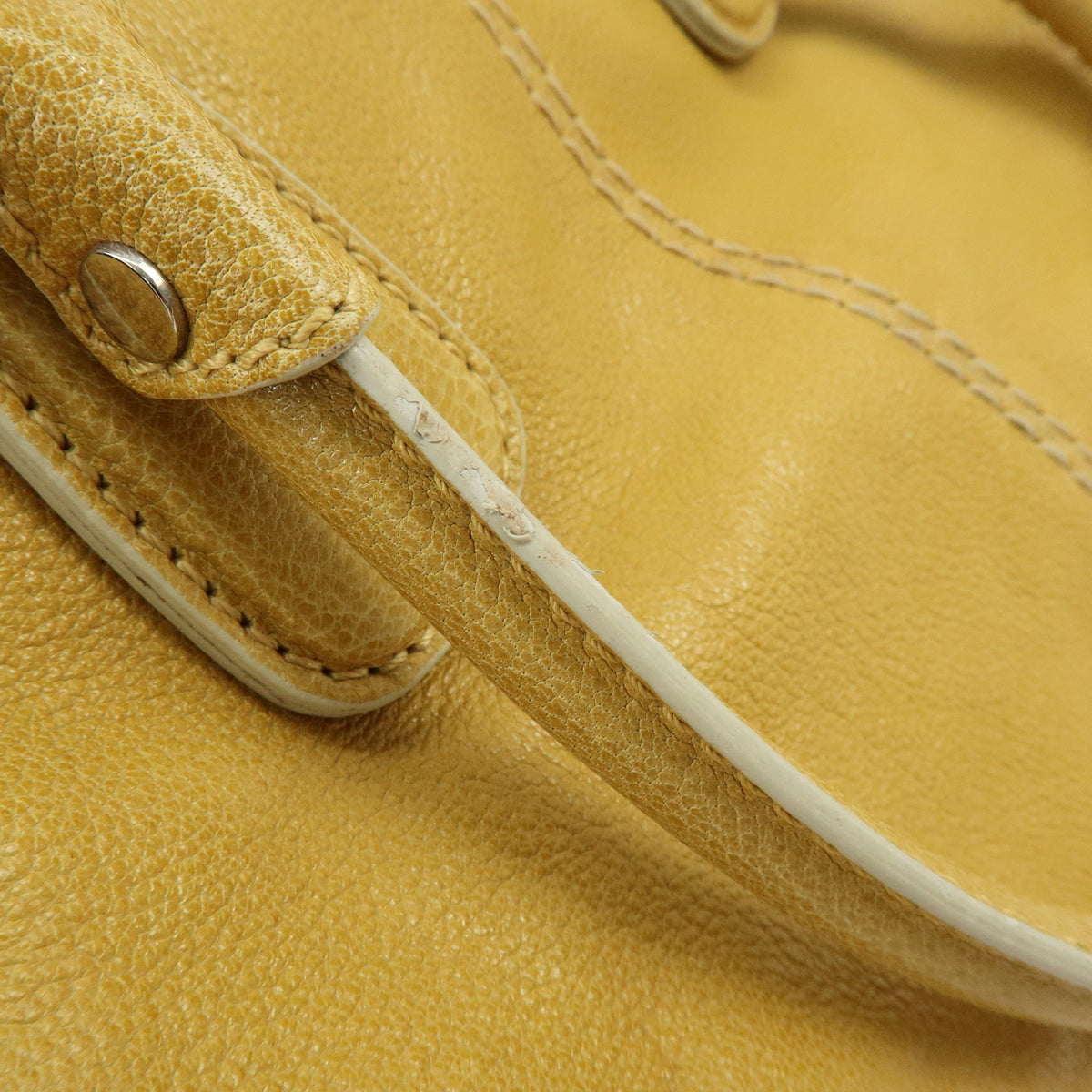 TOD'S  Leather Tote Bag Shoulder Bag Hand Bag Stitches Mustard
