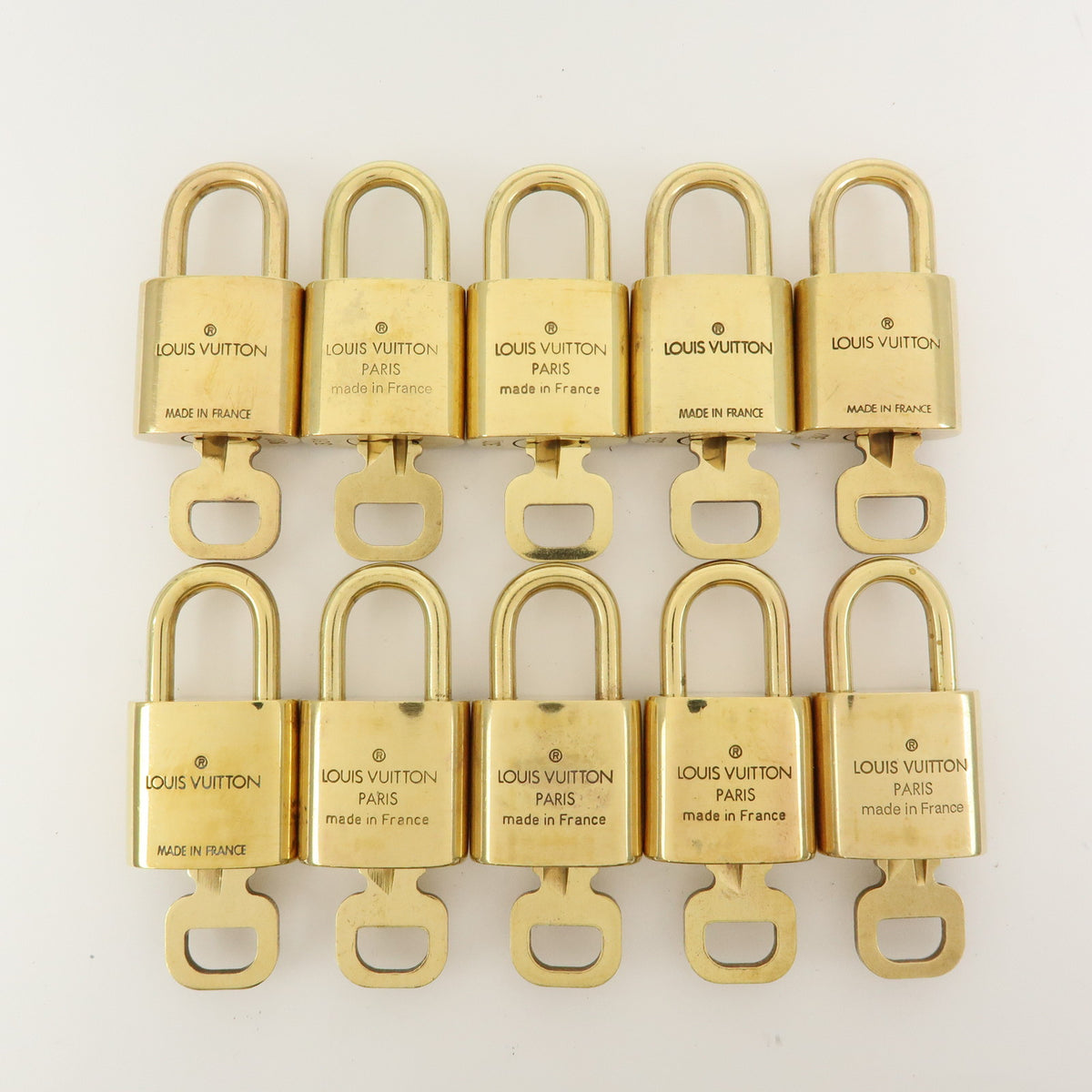 Louis Vuitton Lot of 10 Metal Lock & Key Cadena Key Lock Gold