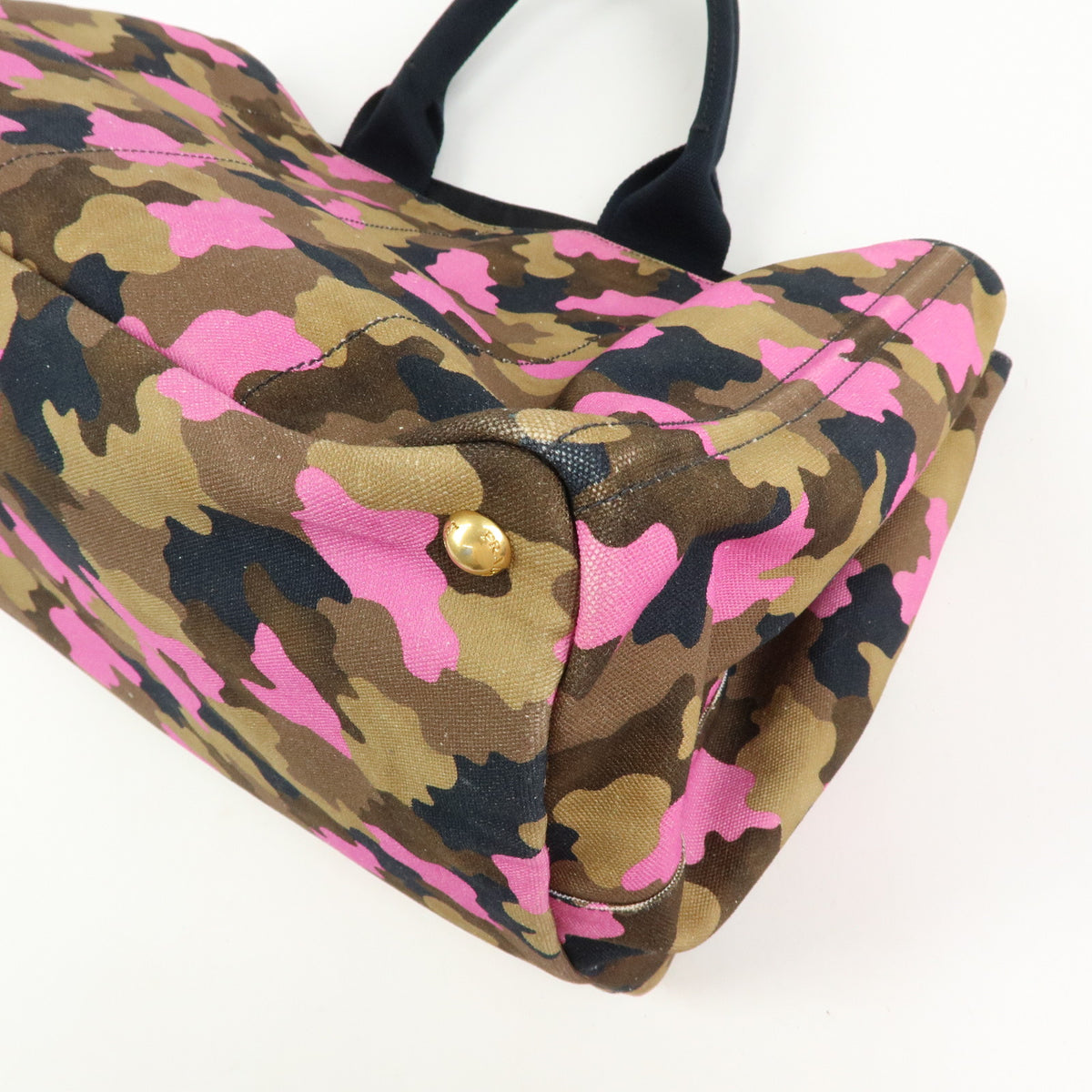 PRADA Triangle Logo Canapa Canvas Tote Bag Camouflage Khaki PInk BN2020
