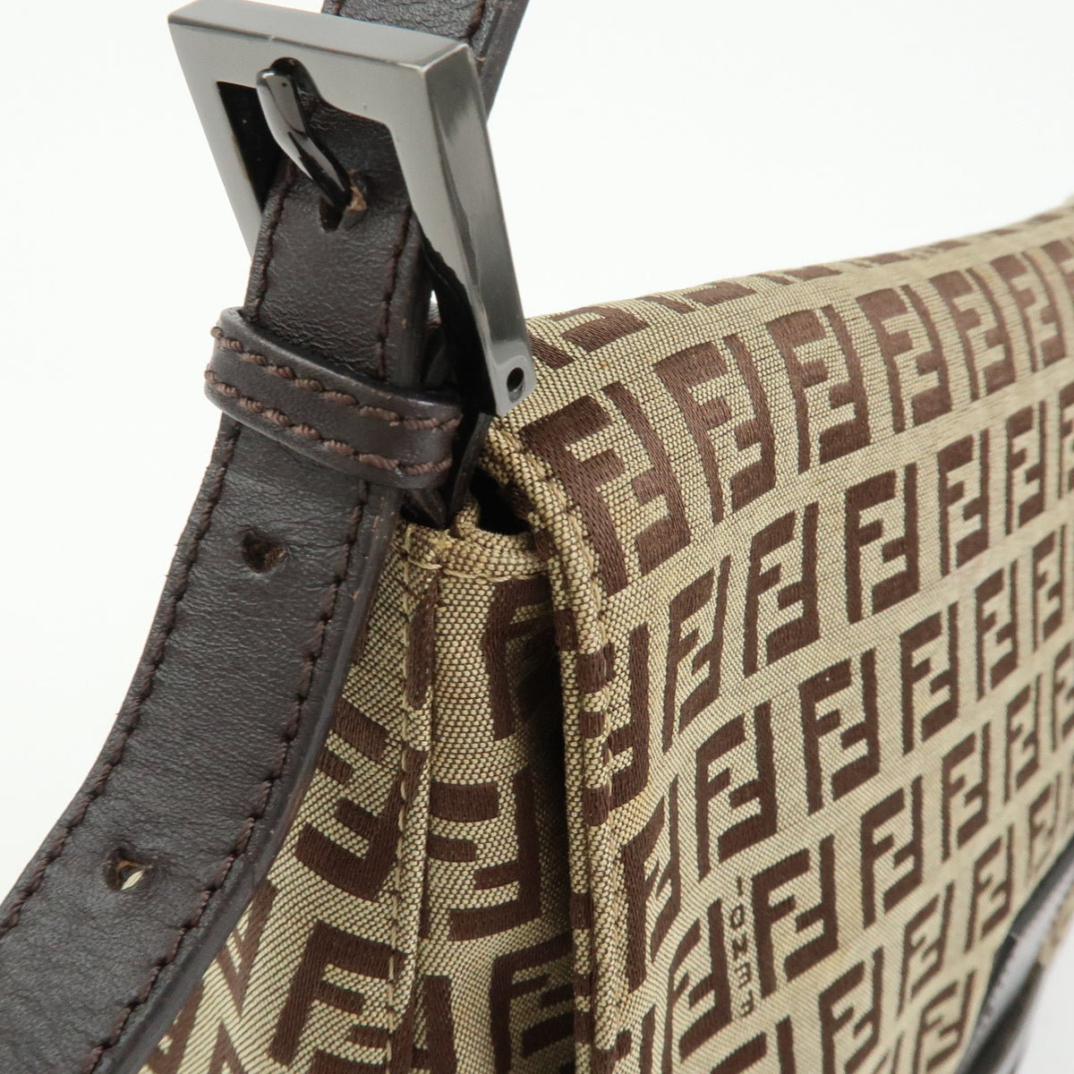 FENDI Mamma Baguette Zucchino Jaquard Leather Shoulder Bag 8BR001