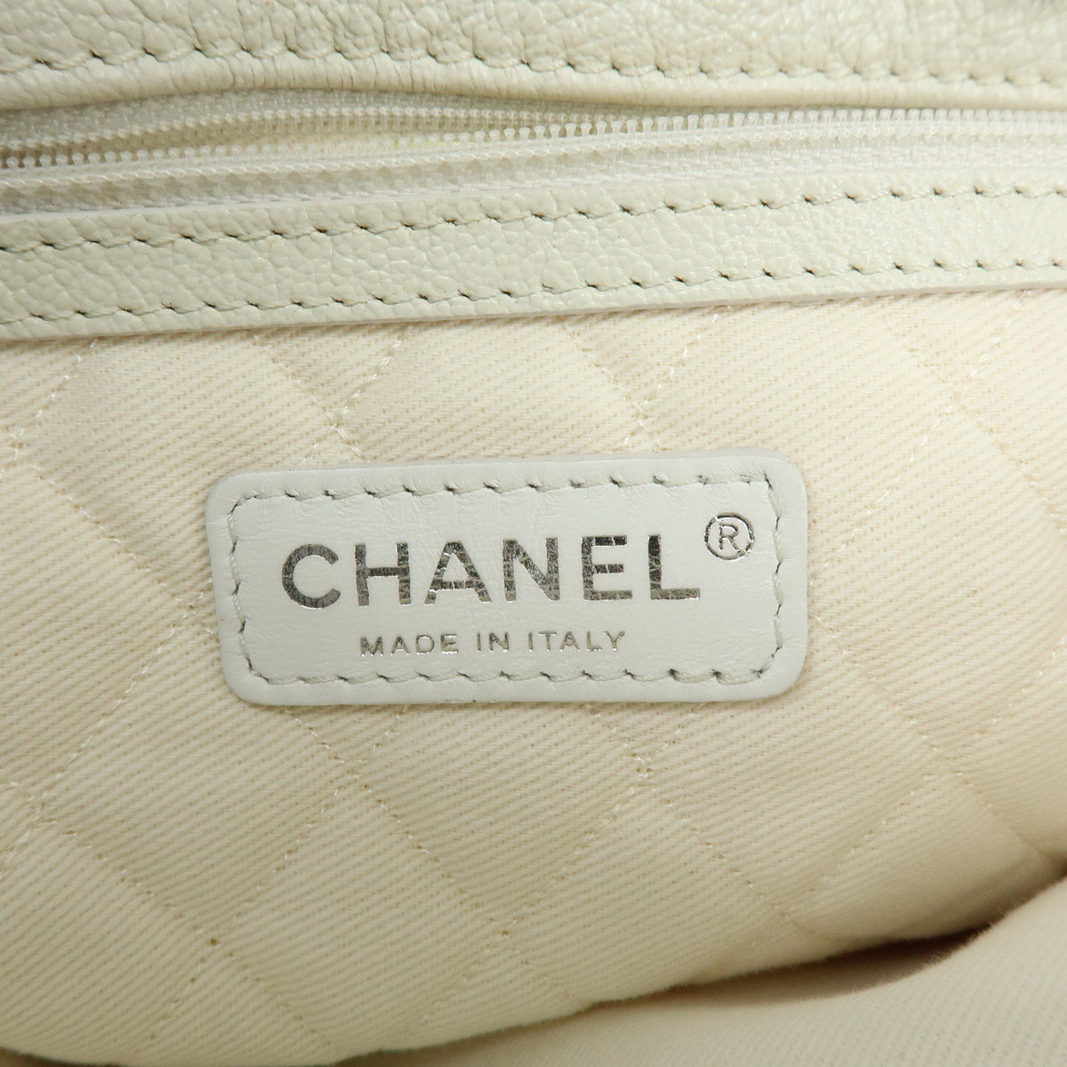 CHANEL COCO Mark Leather Perforated Shoulder Bag Hand Bag White