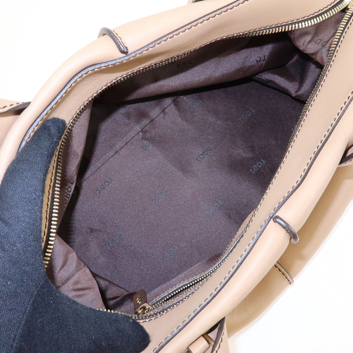 TOD'S  D Styling Leather 2Way Bag Hand Bag Shoulder Bag Beige
