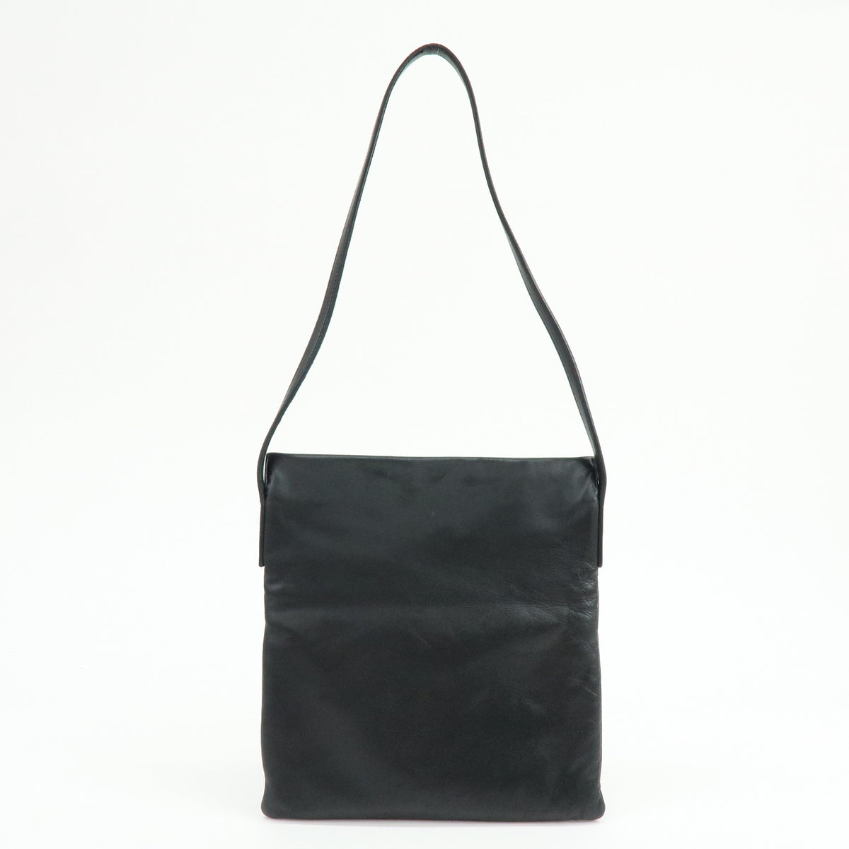 LOEWE Logo Nappa Leather Flat Shoulder Bag Crossbody Bag Black
