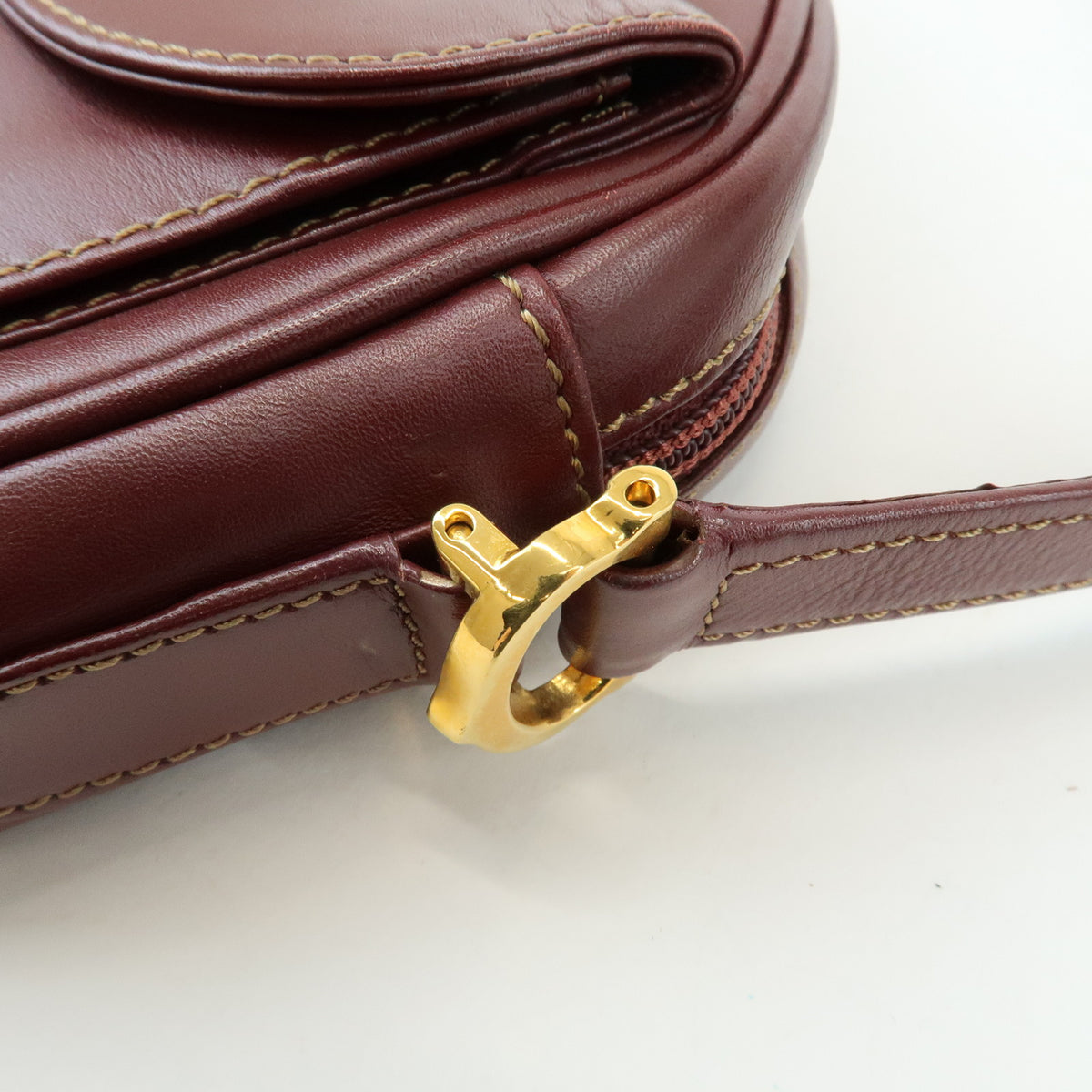 Cartier Must de Cartier Leather Shoulder Bag Bordeaux Wine Red