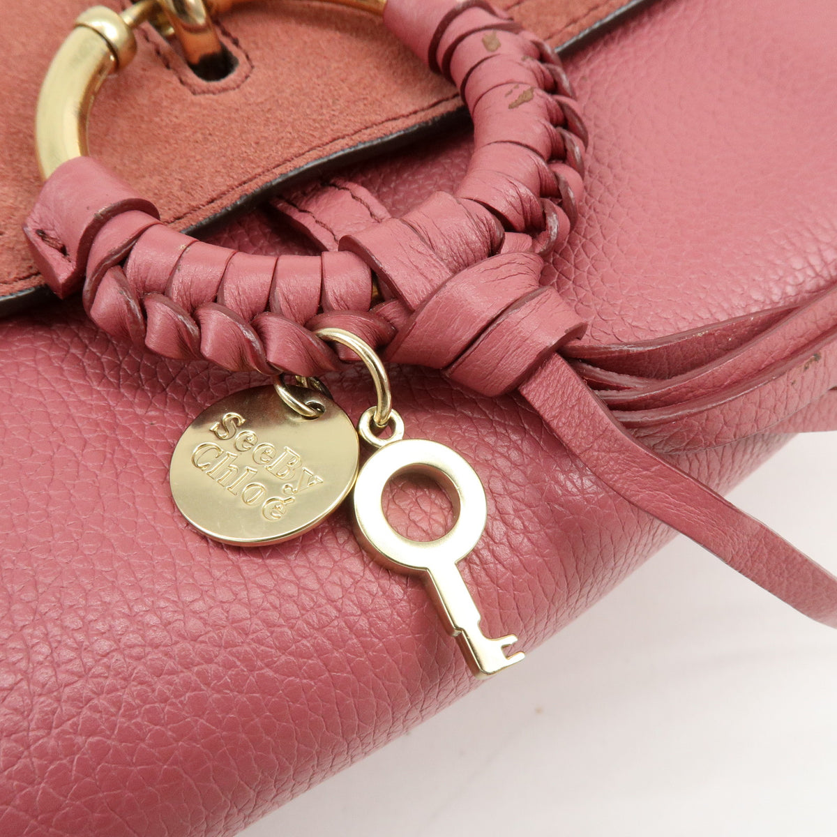 Chloe See by Chloe Joan Leather Suede Small 2Way Bag Crossbody Bag Pink