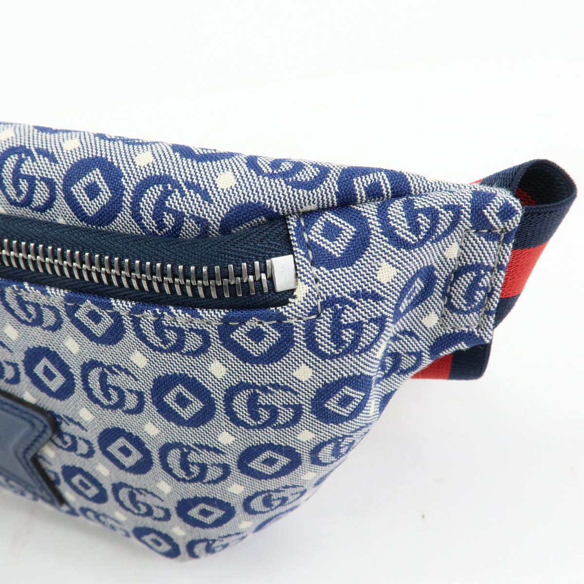 GUCCI Children's Canvas Leather Body Bag Waist Bag Blue 502095