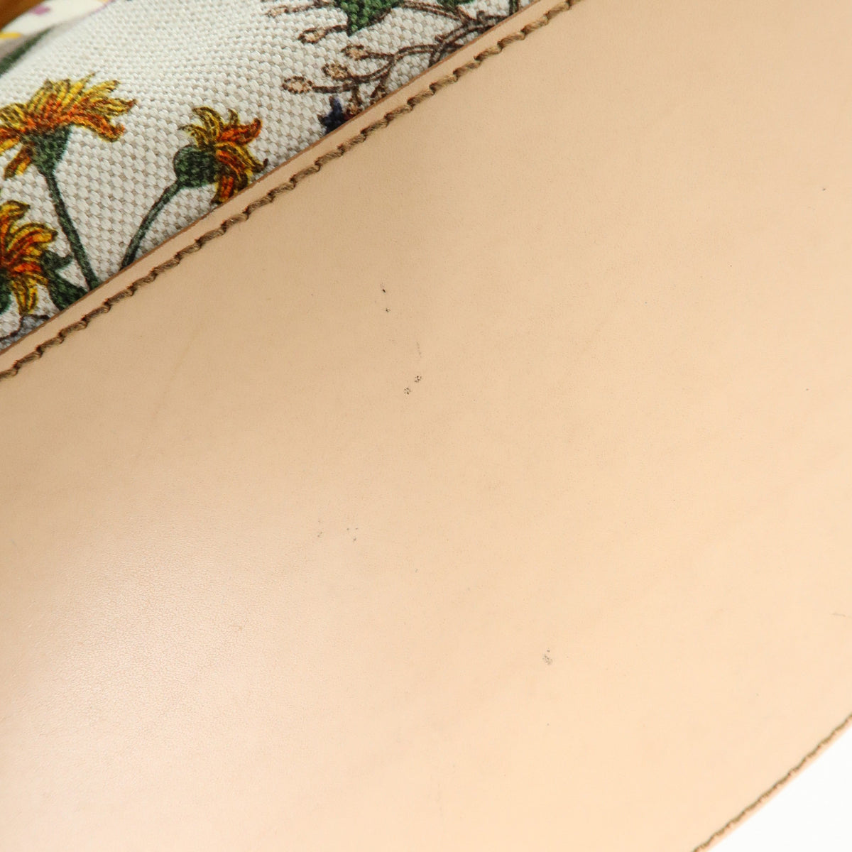 GUCCI Flora Bamboo Canvas Leather Shoulder Bag Hand Bag 137395