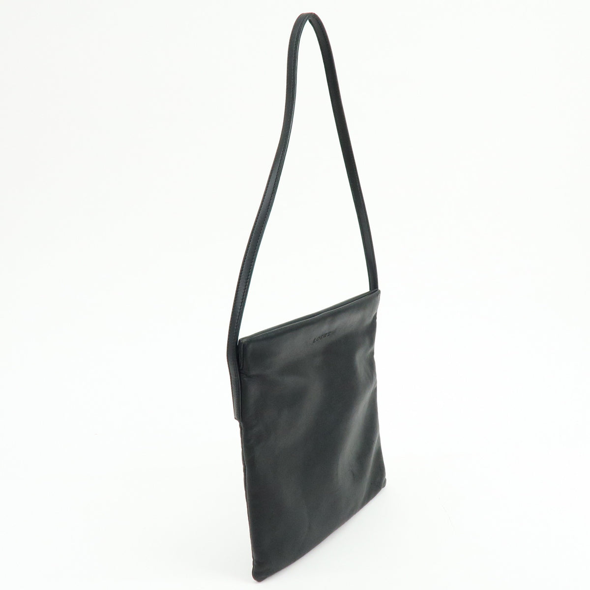 LOEWE Logo Nappa Leather Flat Shoulder Bag Crossbody Bag Black