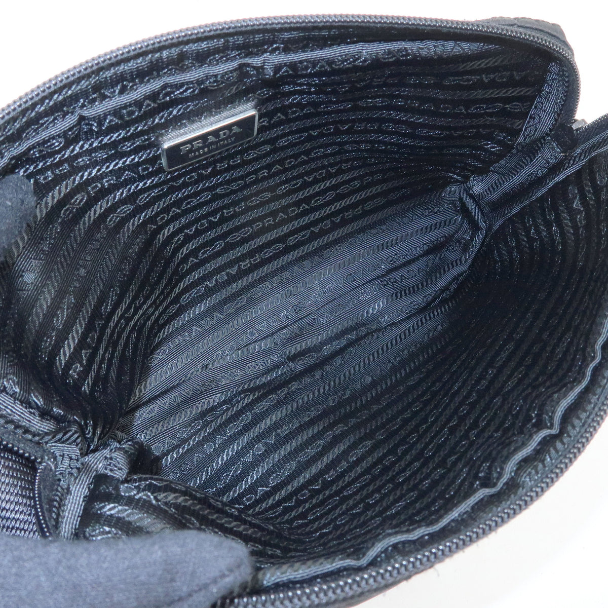 PRADA Triangle Logo Nylon Leather Waist Bag Body Bag Black BM0008
