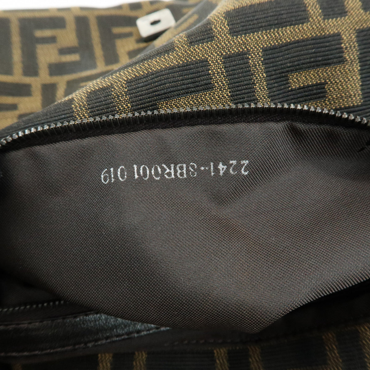 FENDI Mamma Baguette Zucca Canvas Leather Shoulder Bag Brown 8BR001