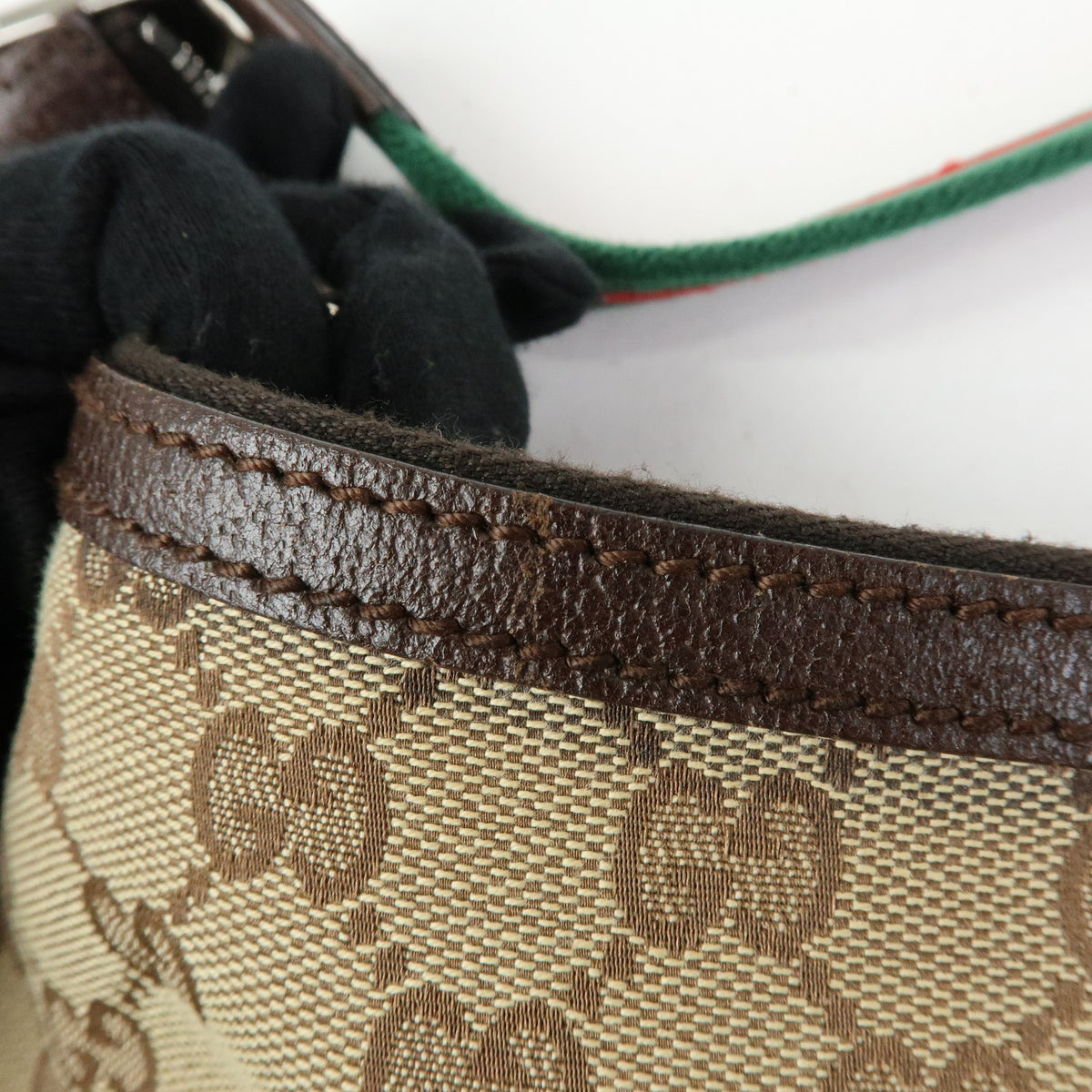 GUCCI Sherry GG Canvas Leather Shoulder Bag Hand Bag Beige Brown 146243