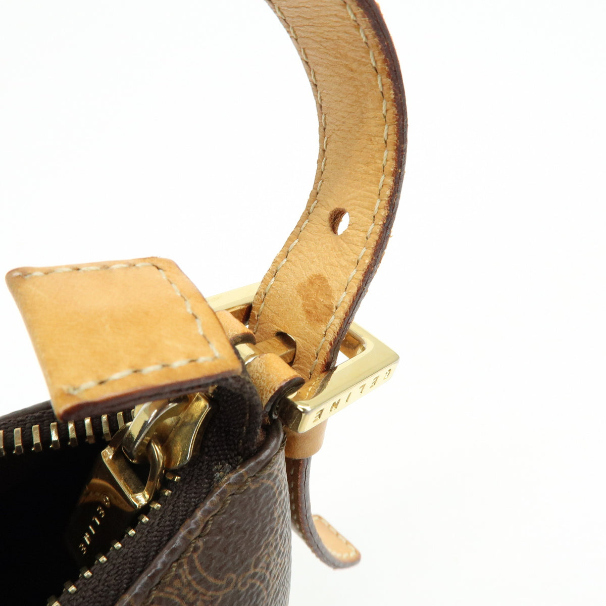 CELINE Macadam PVC Leather Hand Bag Shoulder Bag Brown